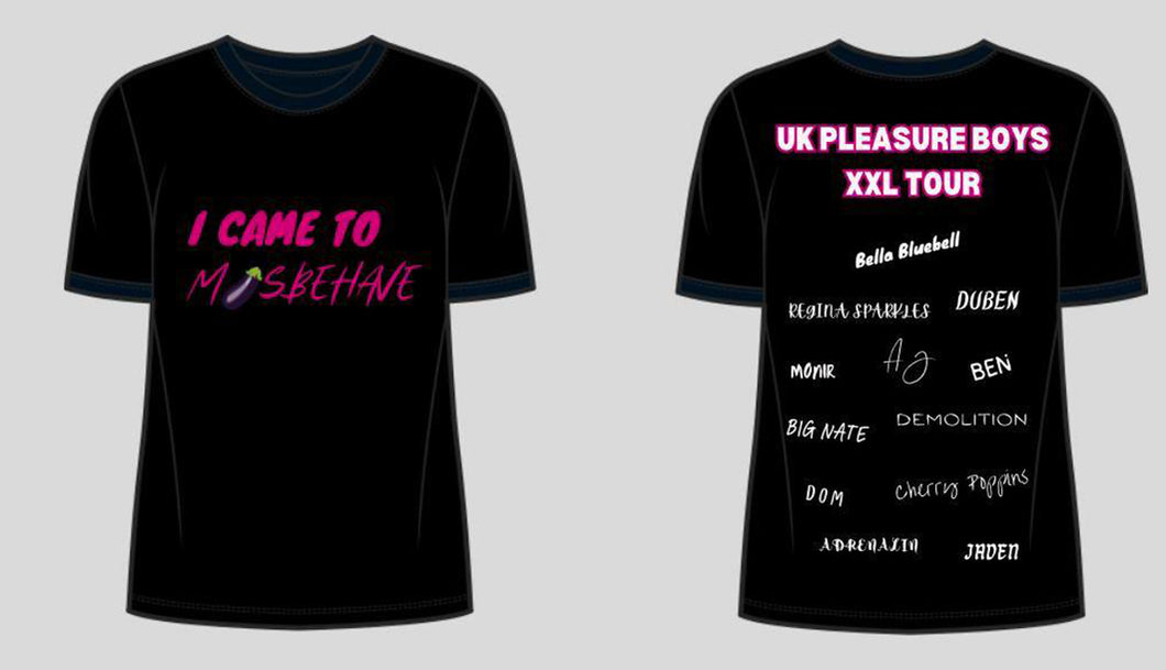I came to misbehave black and pink tshirt